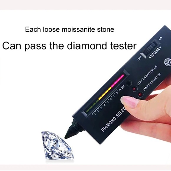 Classic 6 Prongs 5 Carat Round Moissanite Ring Sterling Silver Plated 14K Gold - Picture 9 of 9